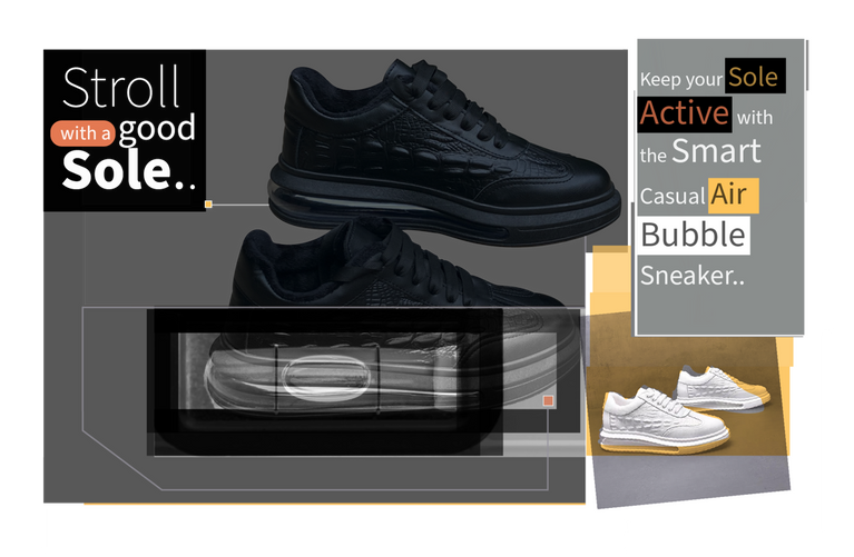 Stroll-with-a-good-sole | All-black- smart-casual-air-technology-Sneakers-for-women | Men