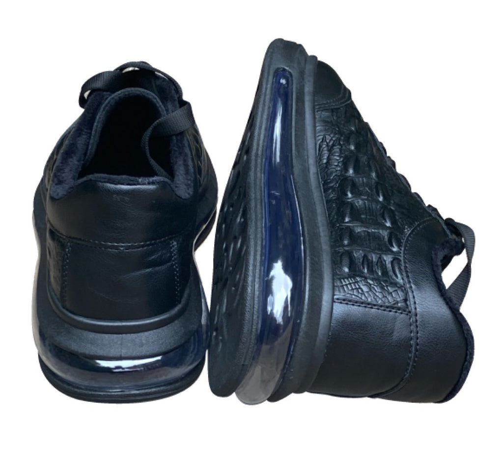 All black air sole sneaker_back/Side view 